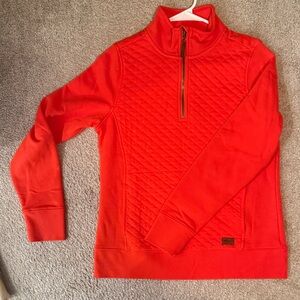 L.L. Bean Vibrant Red Quilted Half-Zip Pullover